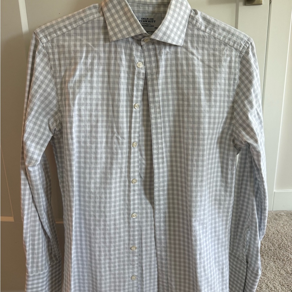 Charles Tyrwhitt Light Gray Checkered Dress Shirt
